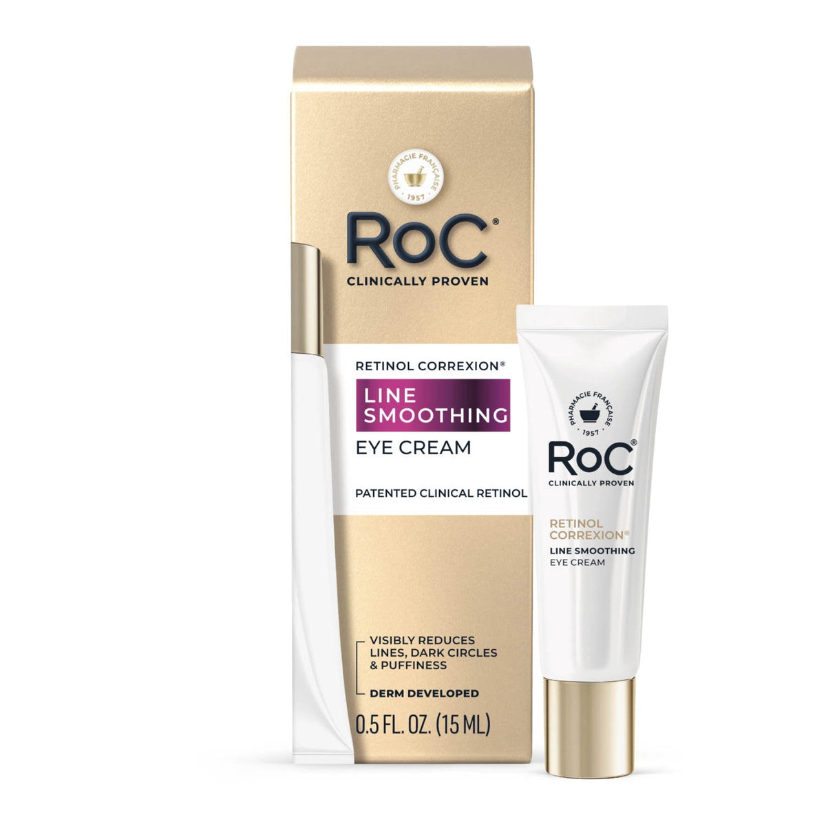 RoC Retinol Correxion Line Smoothing Eye Cream with Clinical Retinol for Fine Lines, Wrinkles (Crow’s Feet), Dark Circles & Puffiness, Fragrance-Free