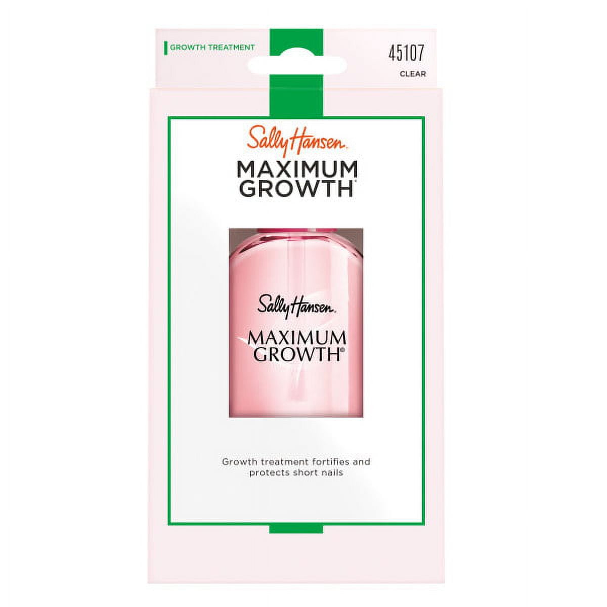 Sally Hansen Treatment Maximum Growth®, Clear, Nail Strengthener Polish, 0.45 Oz, Base Coat Nail Polish
