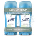 Secret Antiperspirant Deodorant for Women, Invisible Soild, Shower Fresh, 2.6 oz Each, 2 Pack