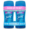 Secret Outlast Antiperspirant Deodorant for Women, Invisible Solid, Completely Clean, 2.6 oz, Twin Pack