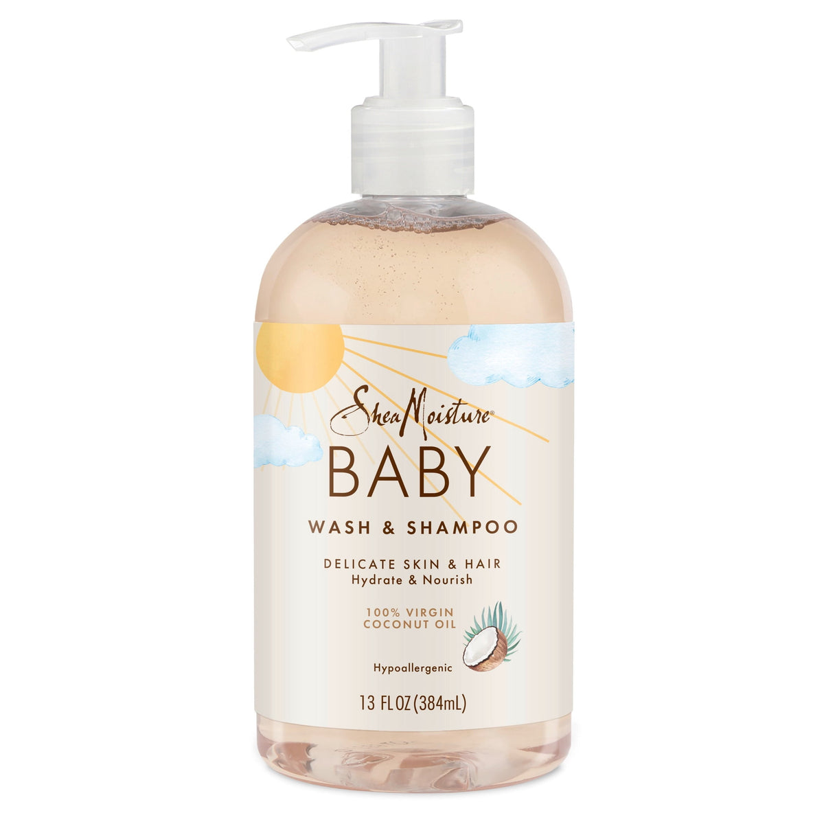 SheaMoisture Baby Wash And Shampoo For Baby Skin 100% Virgin Coconut Oil Cruelty Free Skin Care ,13 fl oz