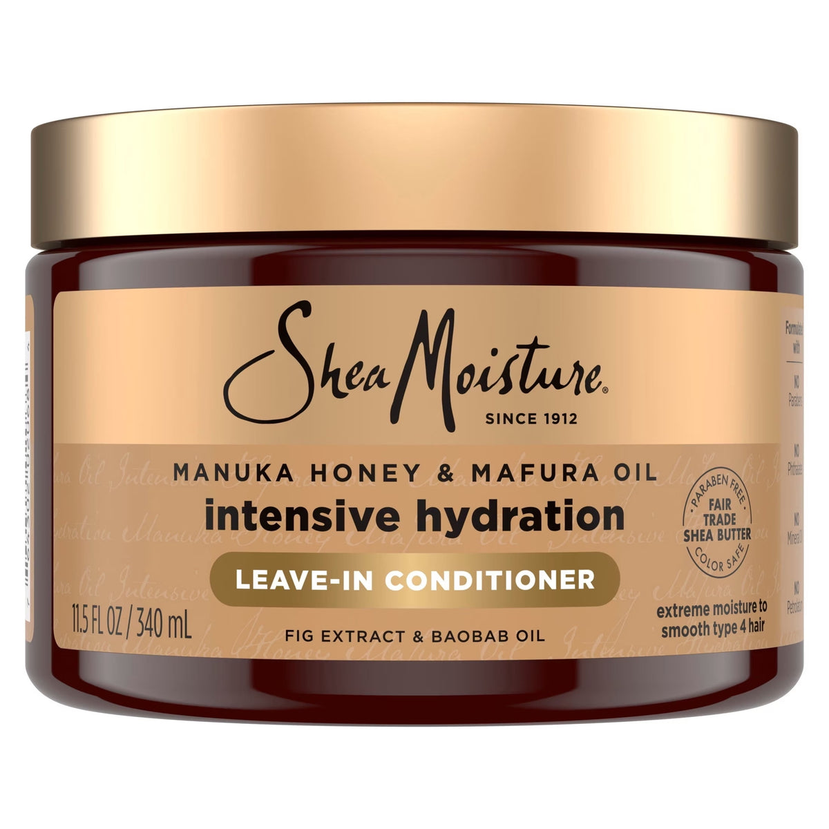 SheaMoisture Leave-In Conditioner for Curly Hair Intensive Hydration Strengthens & Restores with Manuka Honey & Mafura Oil 11.5 oz 1-Pack
