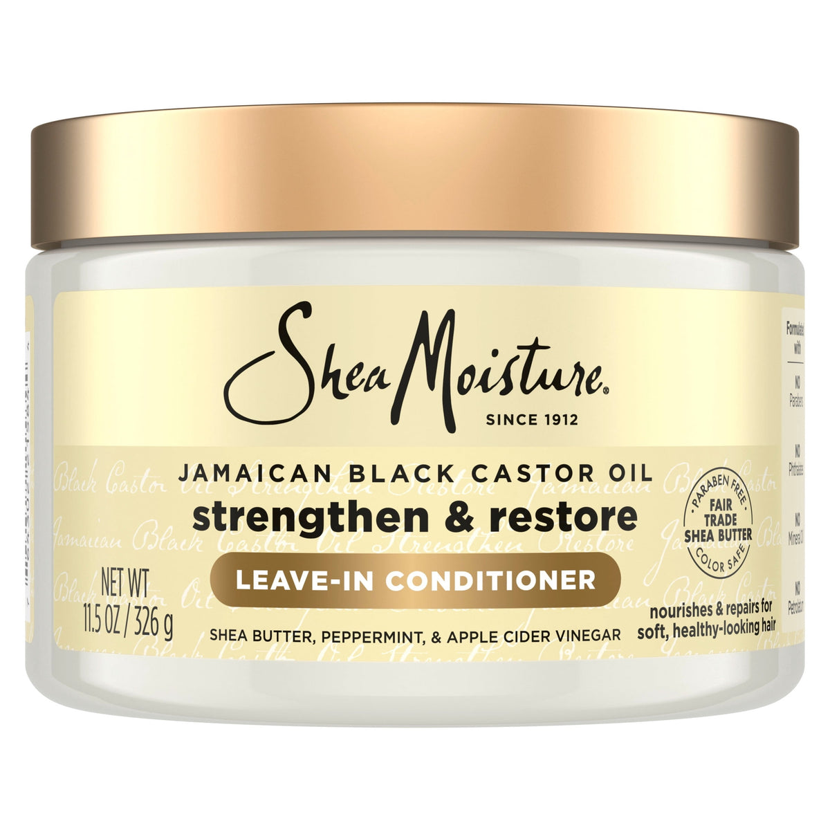 SheaMoisture Leave-In Conditioner For Hair Strength Restoration & Frizz Control, Jamaican Black Castor Oil With Peppermint, Apple Cider Vinegar