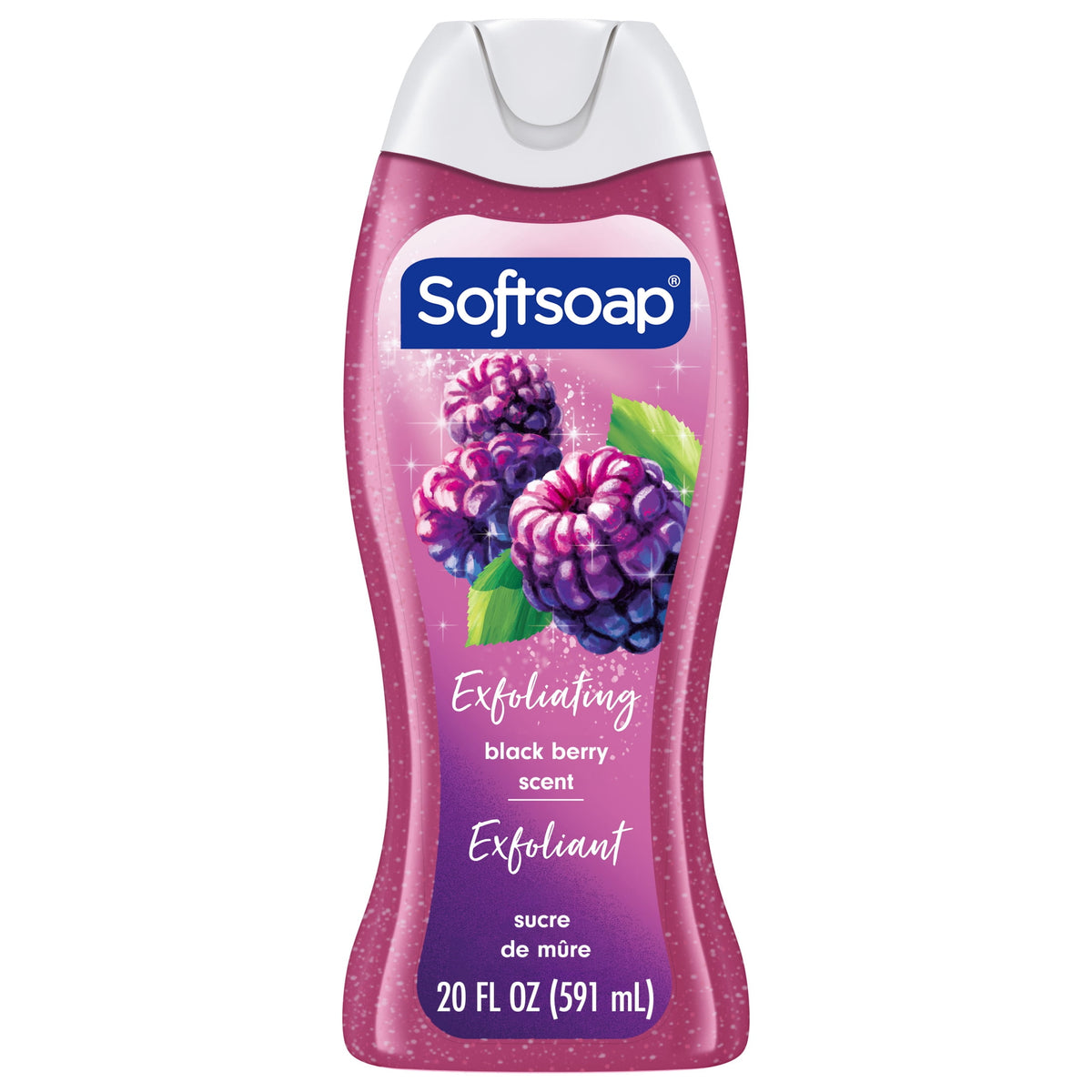 Softsoap Exfoliating Scrub Body Wash, Blackberry Sugar Scent, 20 fl oz