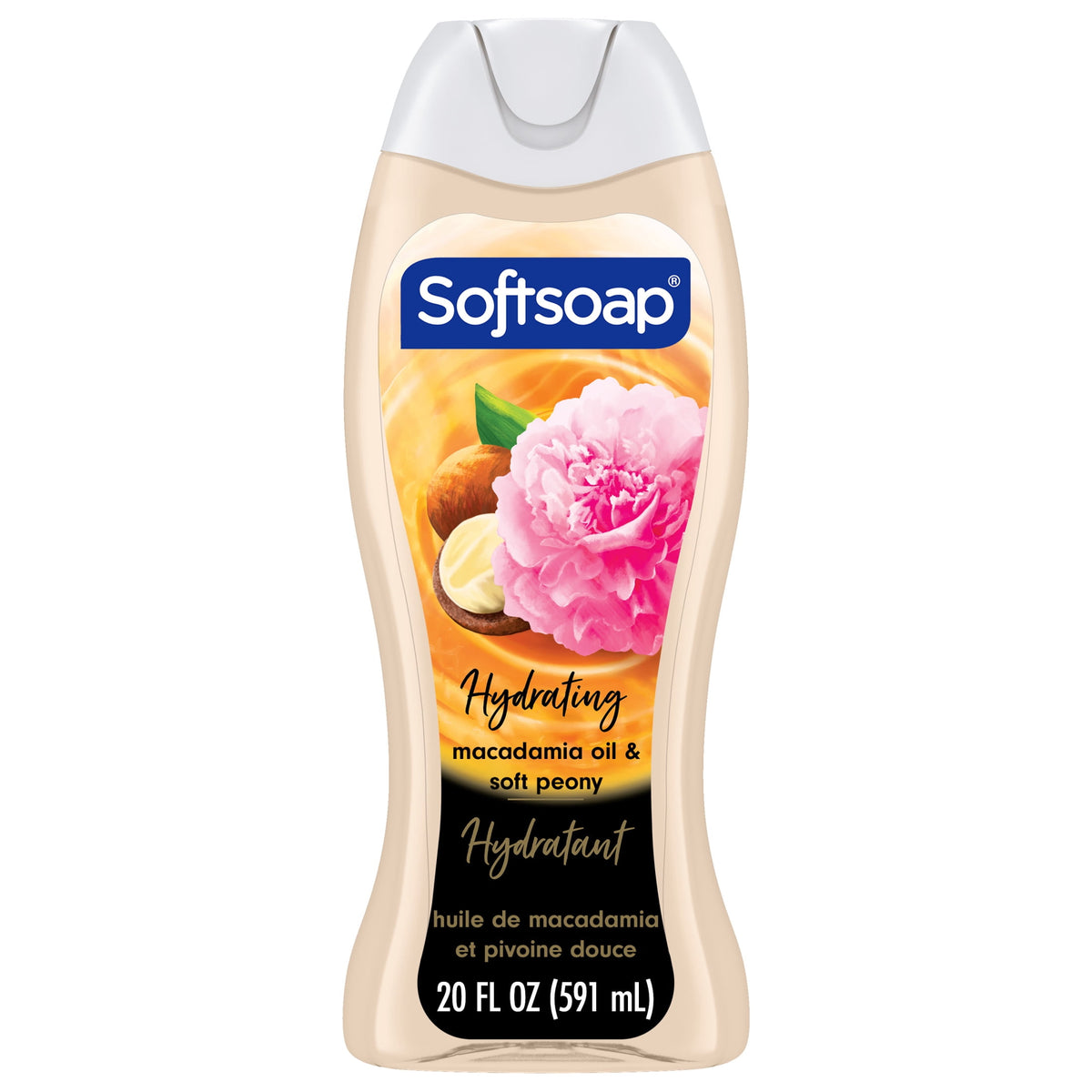 Softsoap Luminous Oils Moisturizing Body Wash, Macadamia Oil and Soft Peony Scent, 20 fl oz