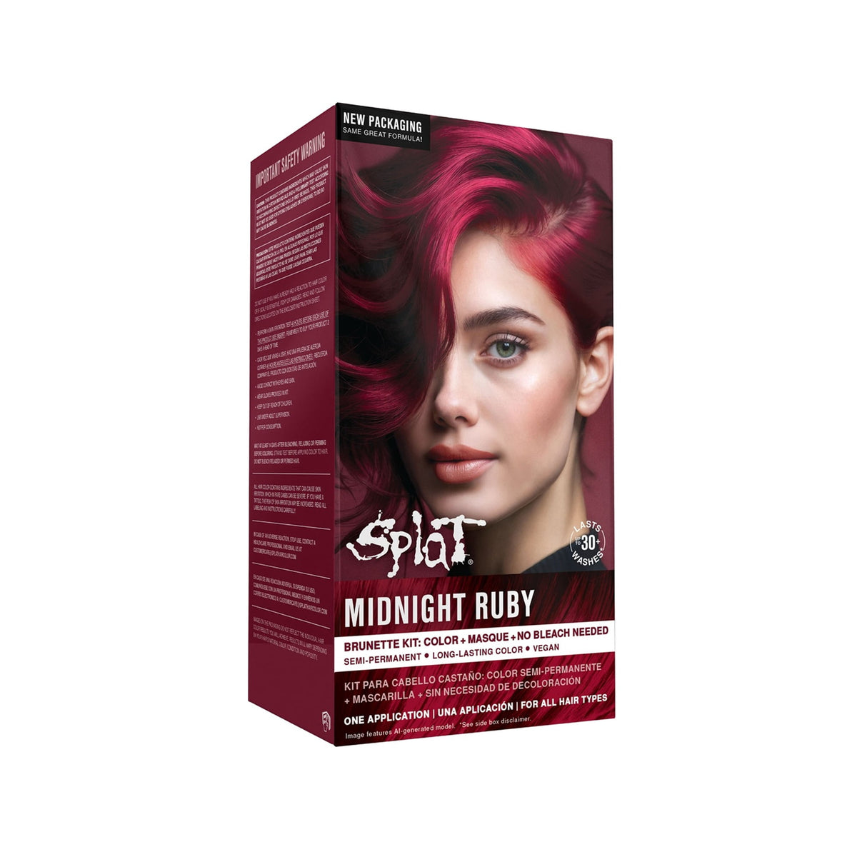 Splat Red Hair Dye Complete Kit, Midnight Ruby Semi-Permanent Color, No Bleach