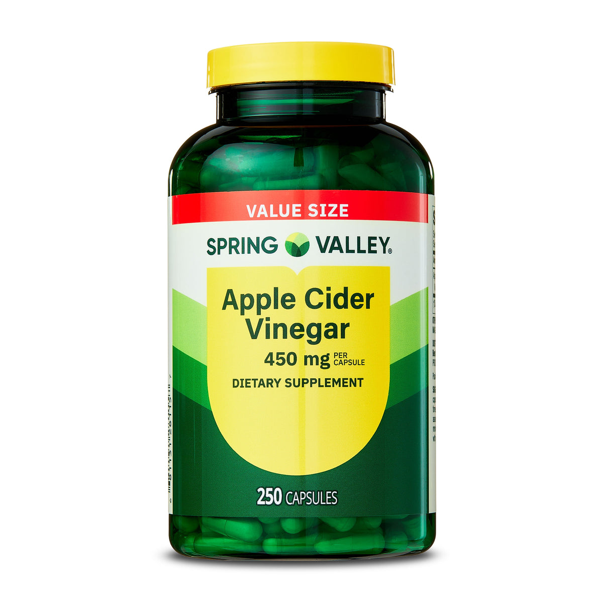 Spring Valley Apple Cider Vinegar General Health & Wellness Dietary Supplement Capsules, 450 mg, 250 Count