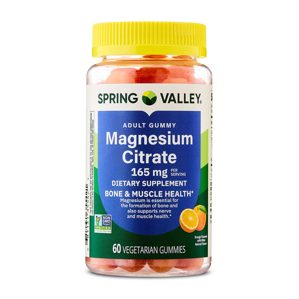 Spring Valley Magnesium Gummies for Bone & Muscle Health Support, 165mg, Orange Flavor, 60 Count