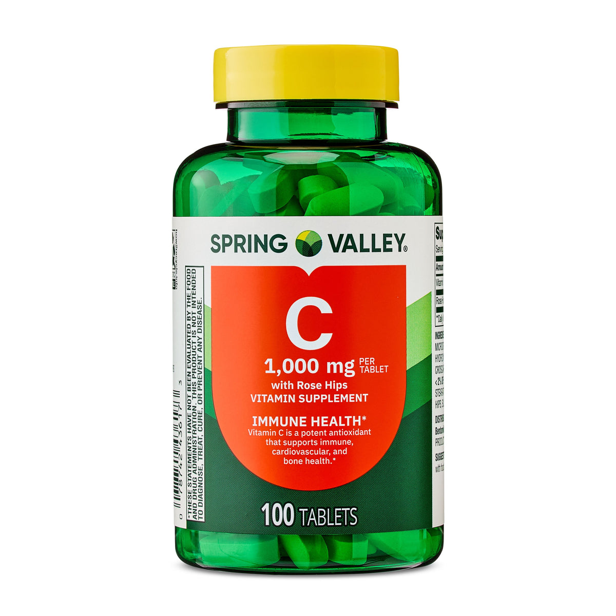 Spring Valley Vitamin С with Rose Hips Tablets Dietary Supplement, 1,000 mg, 100 Count