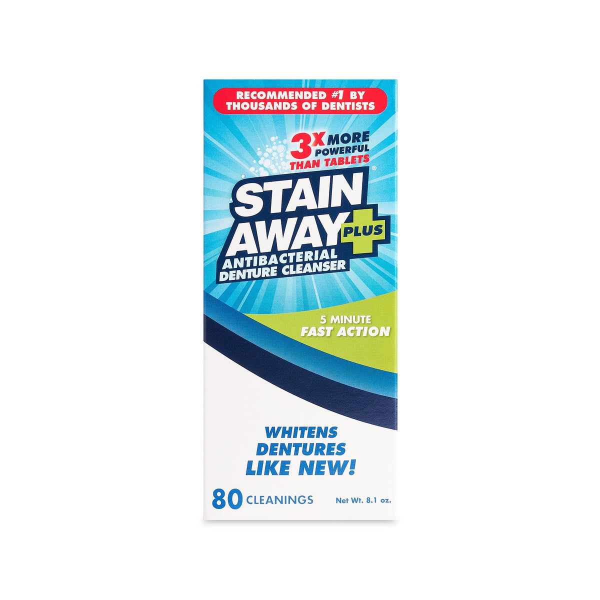 Stain Away Plus Professional Strength Denture Cleanser, 8.10 oz, Enough for 80 Cleanings