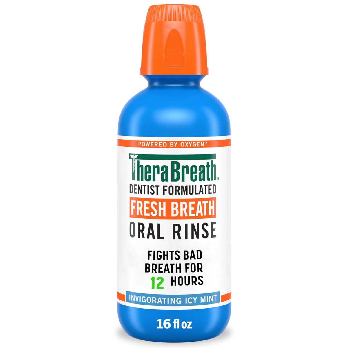 TheraBreath Fresh Breath Alcohol-Free Mouthwash, Mouth Rinse for Adults, Icy Mint, 16 fl oz