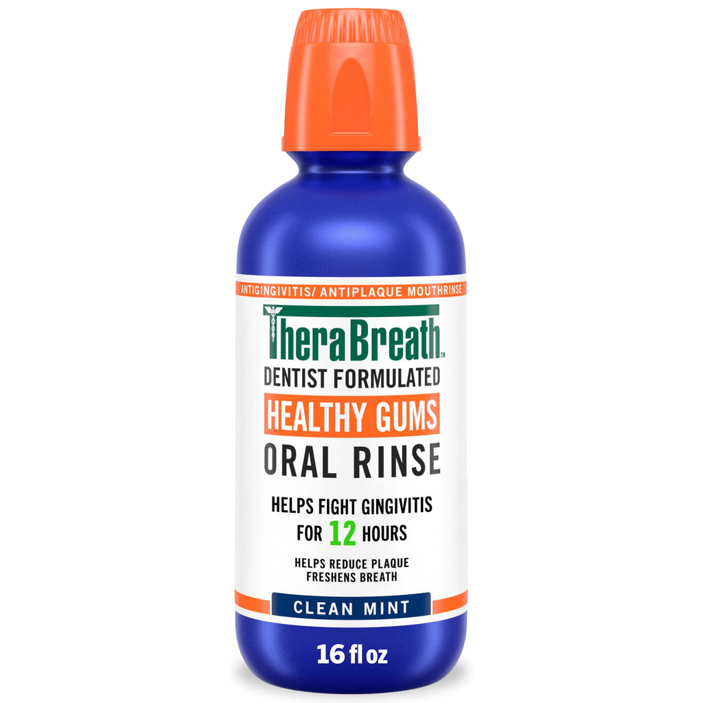 TheraBreath Healthy Gums Mouthwash, Antigingivitis Mouth Rinse for Adults, Clean Mint, 16 fl oz