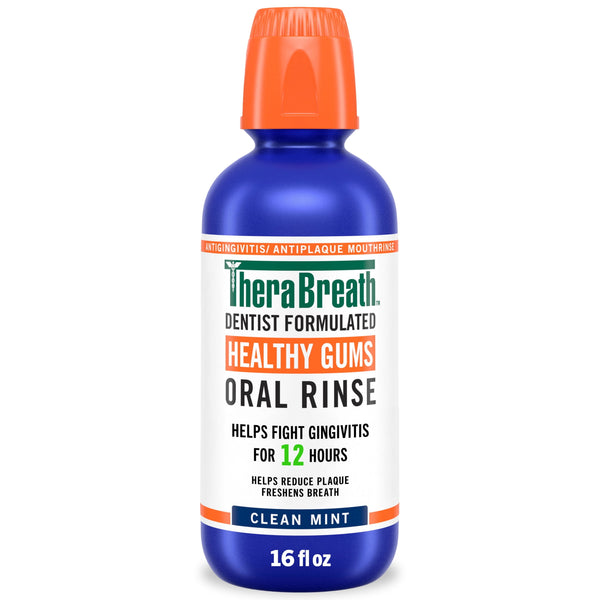 TheraBreath Healthy Gums Mouthwash, Antigingivitis Mouth Rinse for Adults, Clean Mint, 16 fl oz