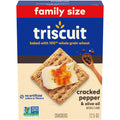 Triscuit Cracked Pepper & Olive Oil Whole Grain Wheat Crackers, Snack Crackers, Family Size, 12.5 oz