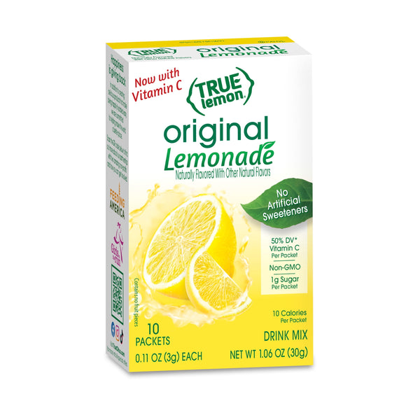 True Lemon Original Lemonade Drink Mix Powder, No Artificial Sweeteners, 1.06 oz., 10 Count Box