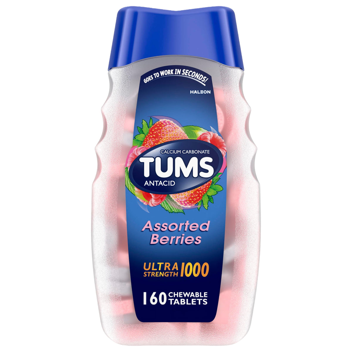 Tums Ultra Strength Heartburn Relief Chewable Antacid Tablets, Berry, 160 Count