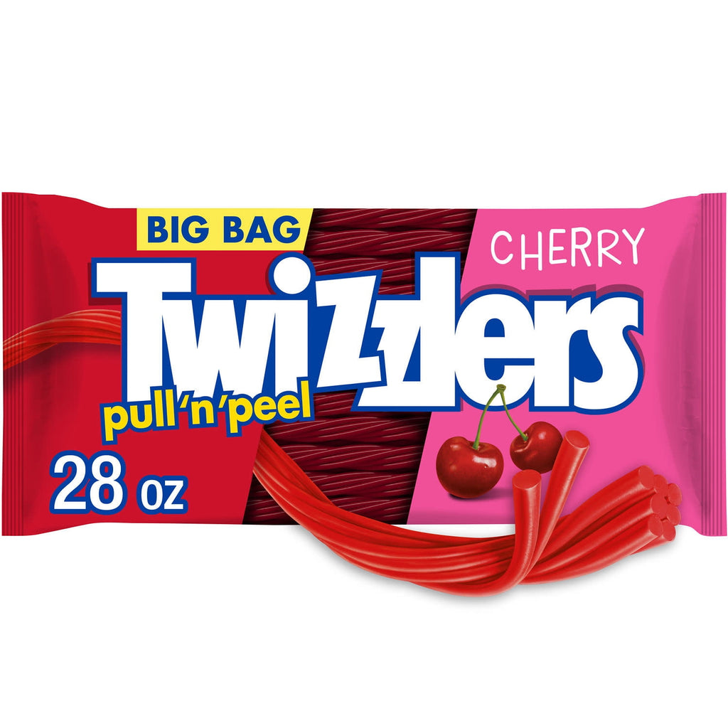 Twizzlers Pull 'N' Peel Cherry Flavored Licorice Style Chewy Candy, Big Bag 28 oz