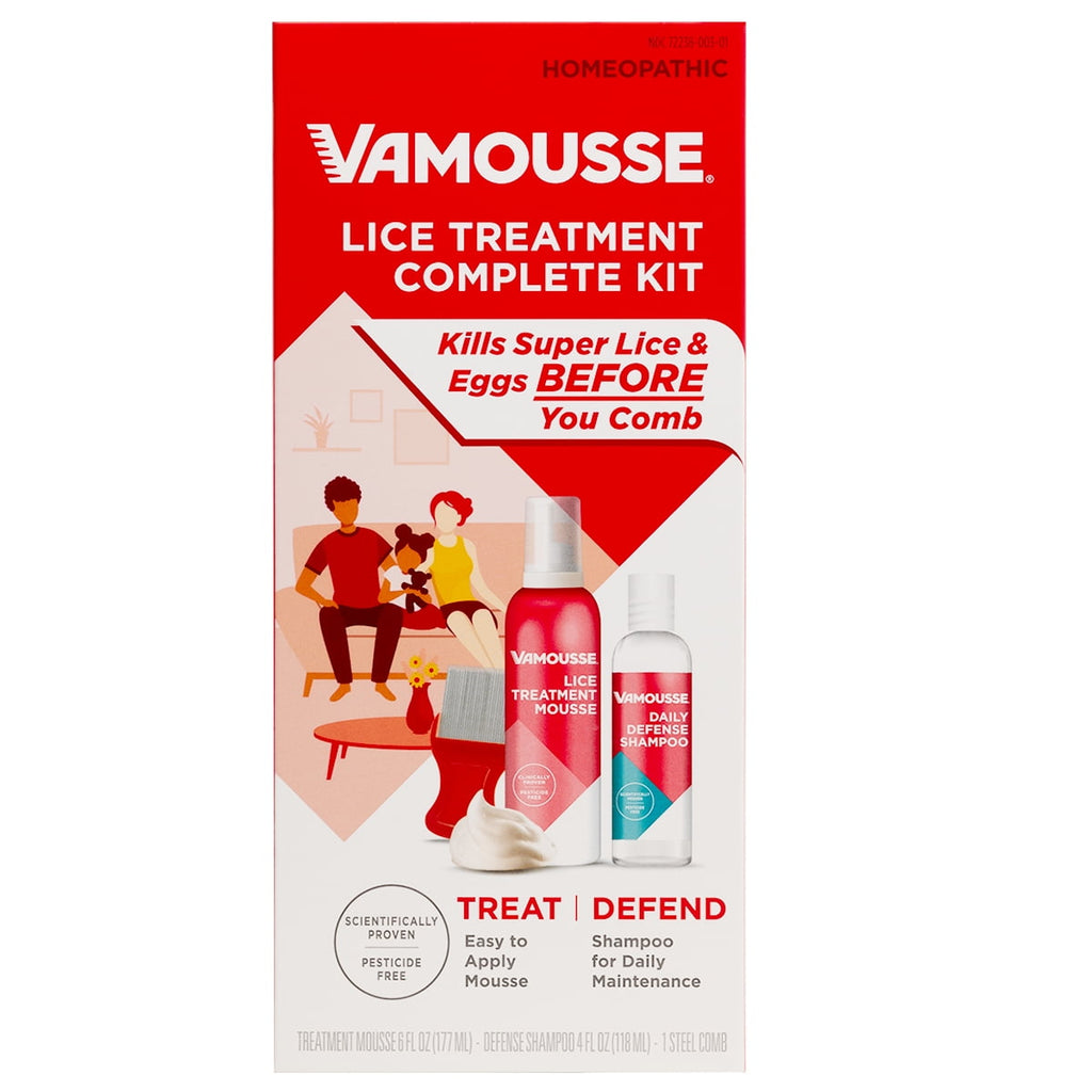 Vamousse Complete Lice Kit with Treatment Mousse, Daily Shampoo & Lice Comb, 6 oz