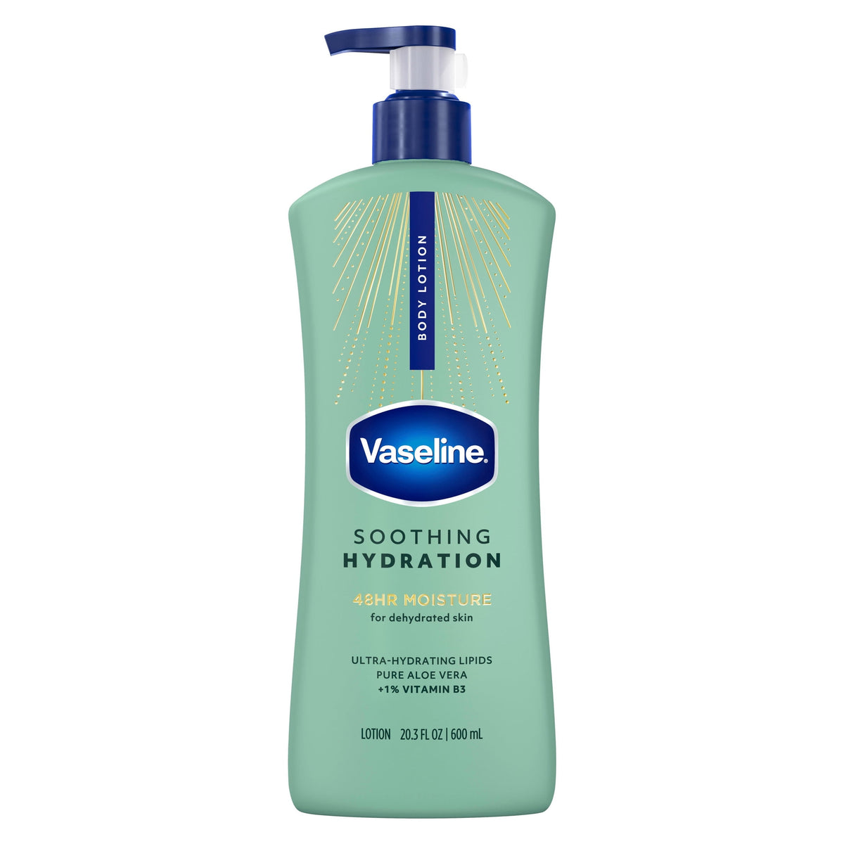 Vaseline Soothing Hydration Body Lotion for Dry Skin Soothing Hydration with Ultra-Hydrating Lipids + 1% Aloe Vera Extract to Refresh Dehydrated Skin