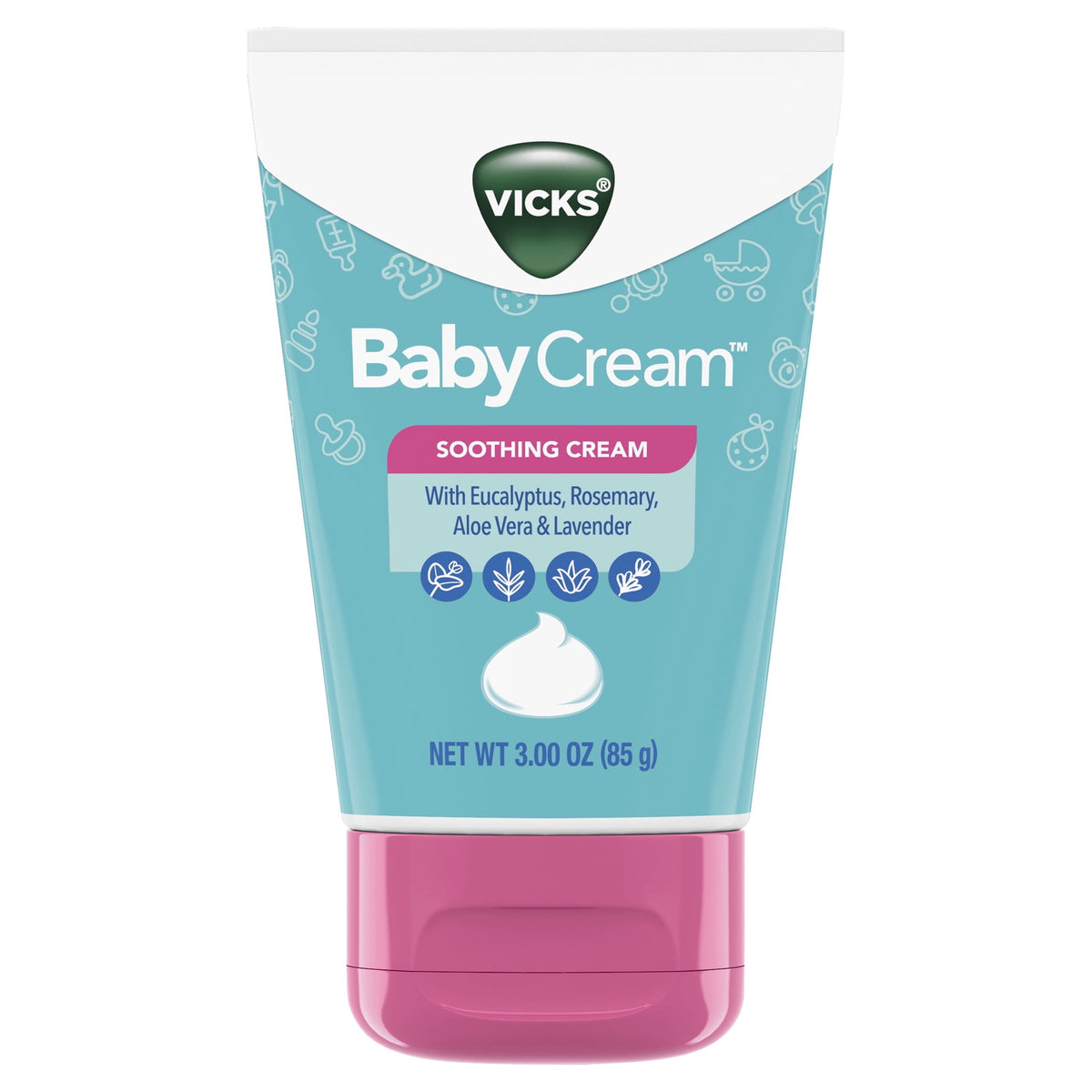Vicks BabyCream, Soothing Non-Medicated Vapor Cream for Babies with Aloe Vera, 3 oz