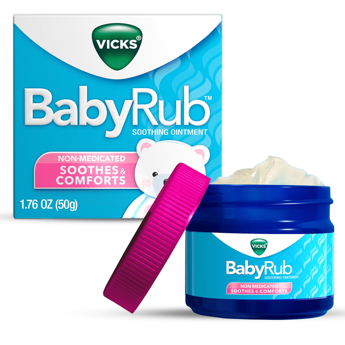 Vicks BabyRub, Non-Medicated Baby Chest Rub Ointment with Soothing Eucalyptus, Lavender 1.76 oz