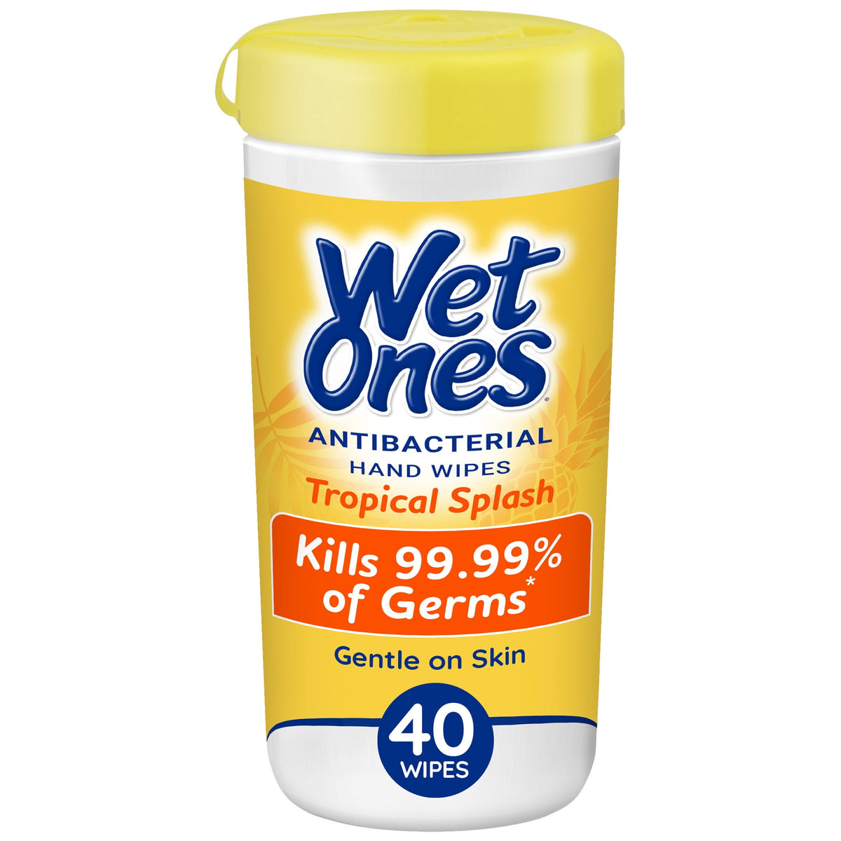 Wet Ones Antibacterial Hand Wipes, Tropical Splash Citrus Scent, 40 Ct Canister, Hypoallergenic, FSA/HSA Eligible