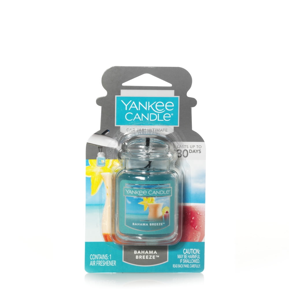 Yankee Candle Car Jar Ultimate Bahama Breeze Scent, Hanging Car Air Freshener, 1 Count