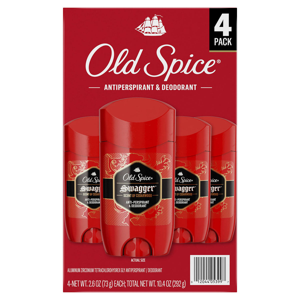 Old Spice Invisible Solid Antiperspirant and Deodorant, Swagger, 4 ea