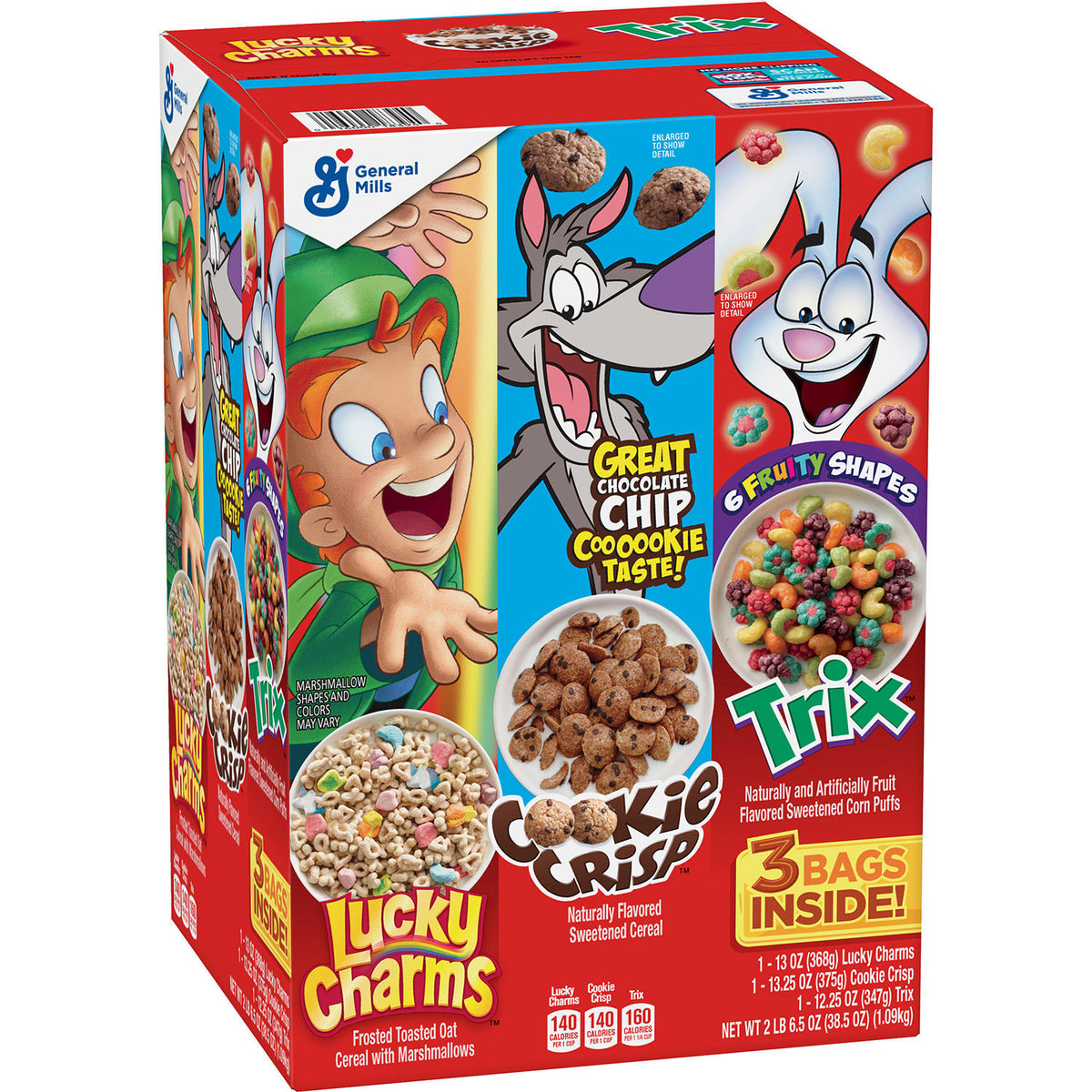 General Mills Lucky Charms, Cookie Crisp and Trix Kid Variety Pack, 3 ea