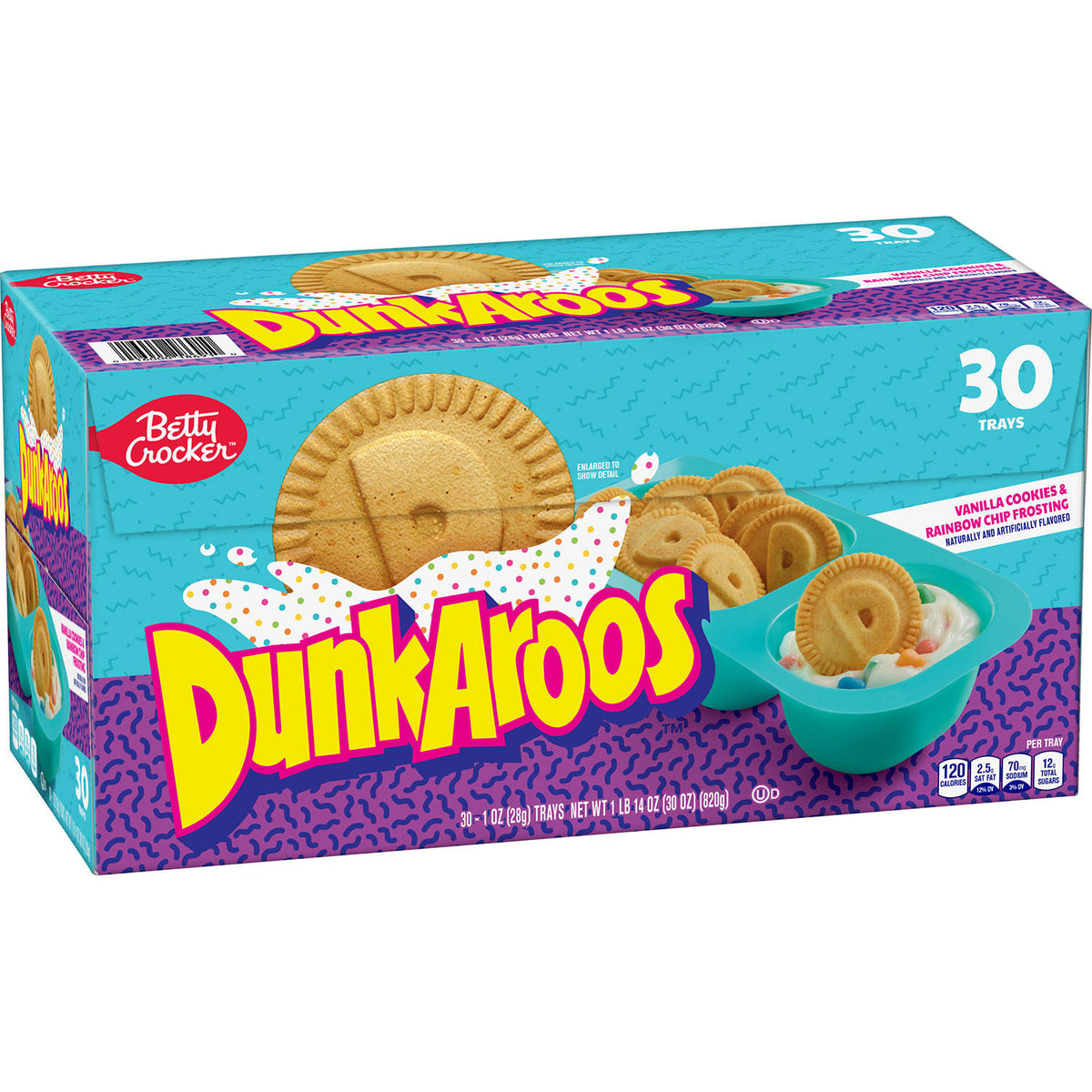 Dunkaroos Vanilla Cookies and Vanilla Frosting, Rainbow Sprinkles, 30 ea