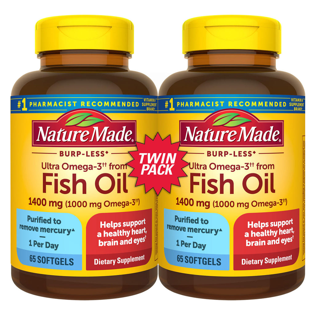 Nature Made Burp-Less Ultra Omega-3 from Fish Oil 1400 mg Softgel, 2 ea