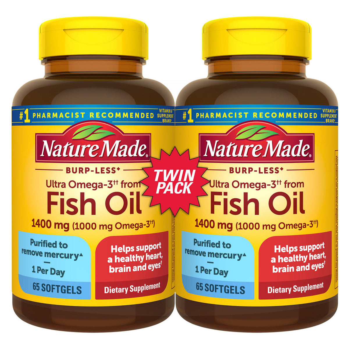Nature Made Burp-Less Ultra Omega-3 from Fish Oil 1400 mg Softgel, 2 ea
