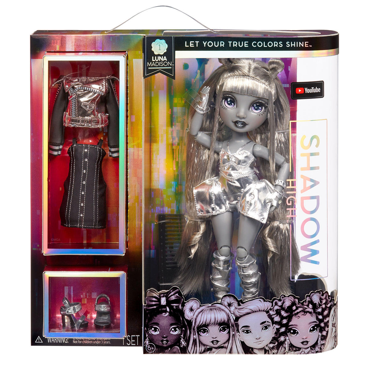 Rainbow High Shadow High Series 1 Grayscale Fashion Doll, Luna Madison, 1 ea