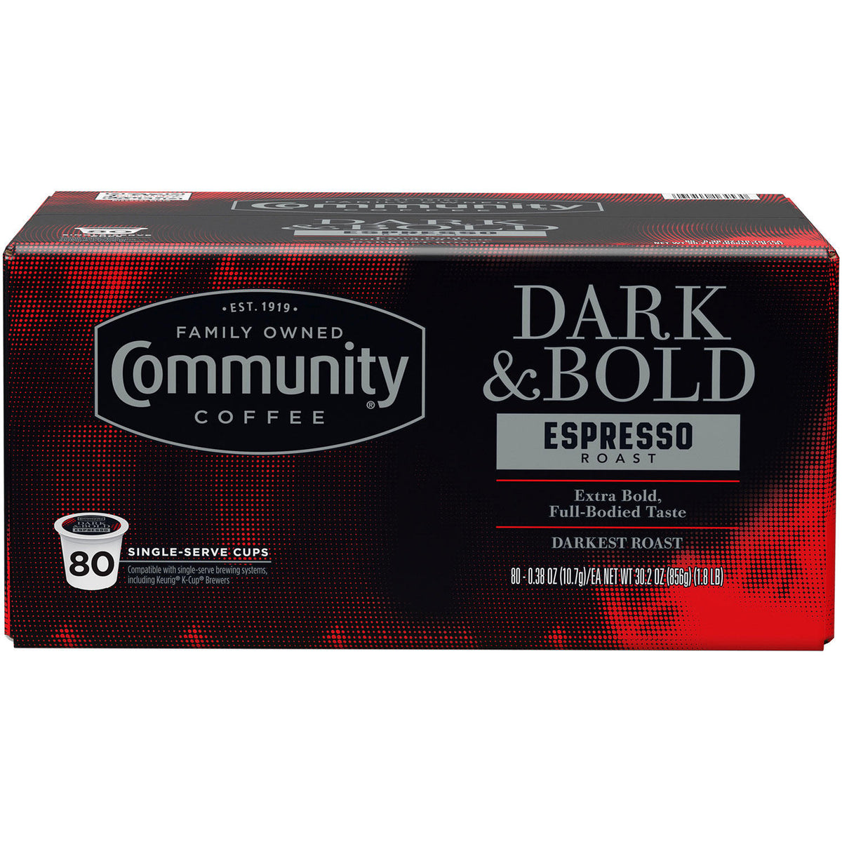 Community Coffee Espresso Roast Single Serve Cups, Dark & Bold, 80 ea
