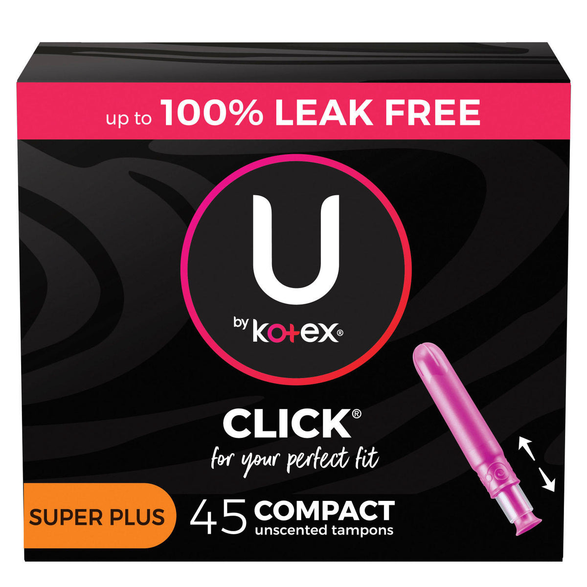U by Kotex Click for your Perfect Fit Compact Tampons, Unscented, Super Plus, 45 ea