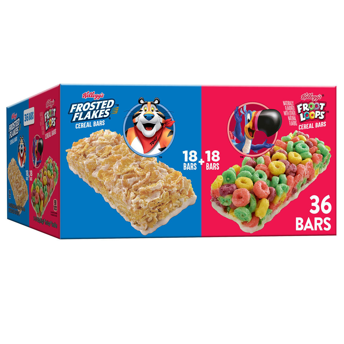 Kellogg's Cereal Treat Bars Variety Pack, Froot Loops & Frosted Flake, 36 ea
