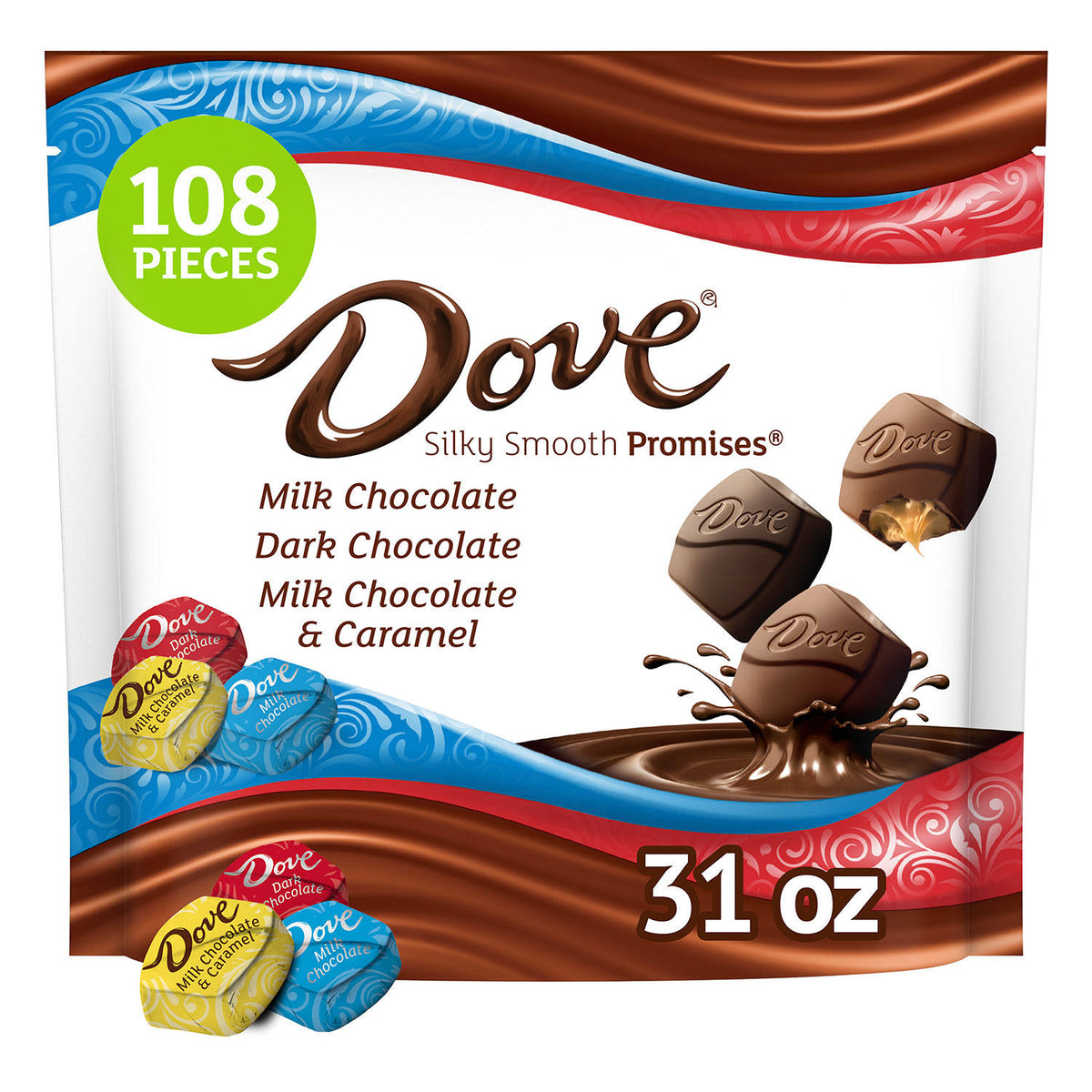 Dove Promises Assorted Milk & Dark Chocolate Candy, 108 ea