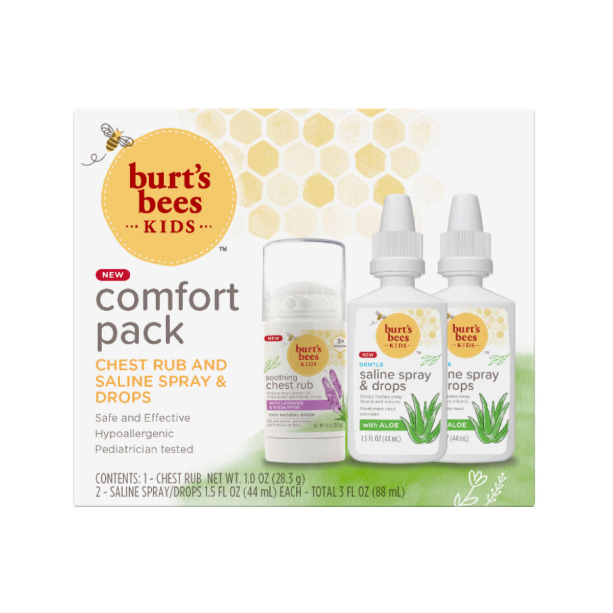 Burt's Bees Kids Chest Rub Stick, Saline Spray, and Drops Comfort Pack, 1 ea