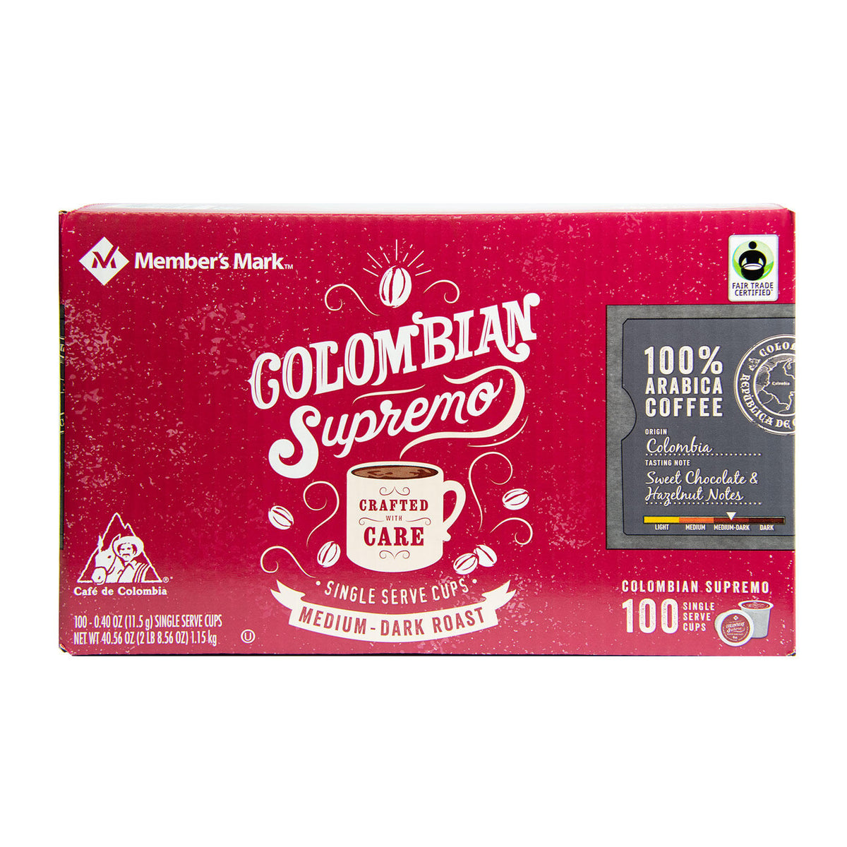 Member's Mark Colombian Supremo Coffee, Single-Serve Cups, 100 ea