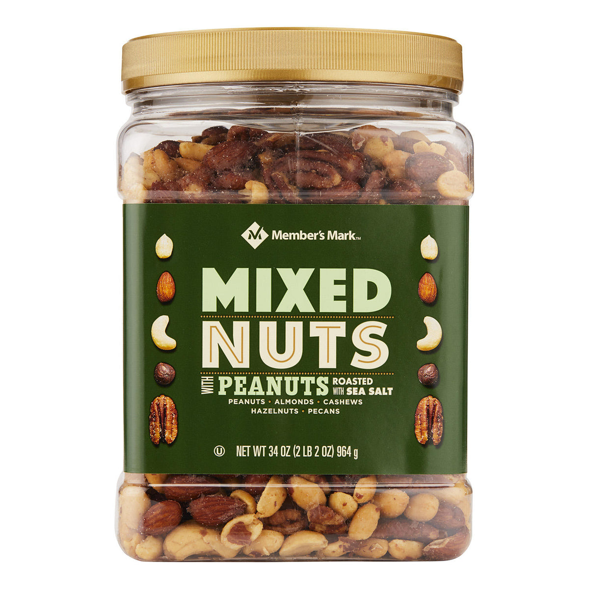 Member's Mark Roasted and Salted Mixed Nuts with Peanuts, 34 oz