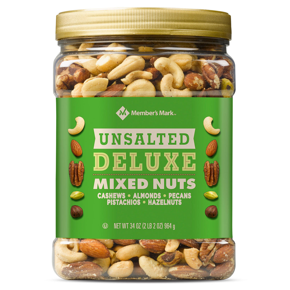 Member's Mark Unsalted Deluxe Mixed Nuts, 34 oz