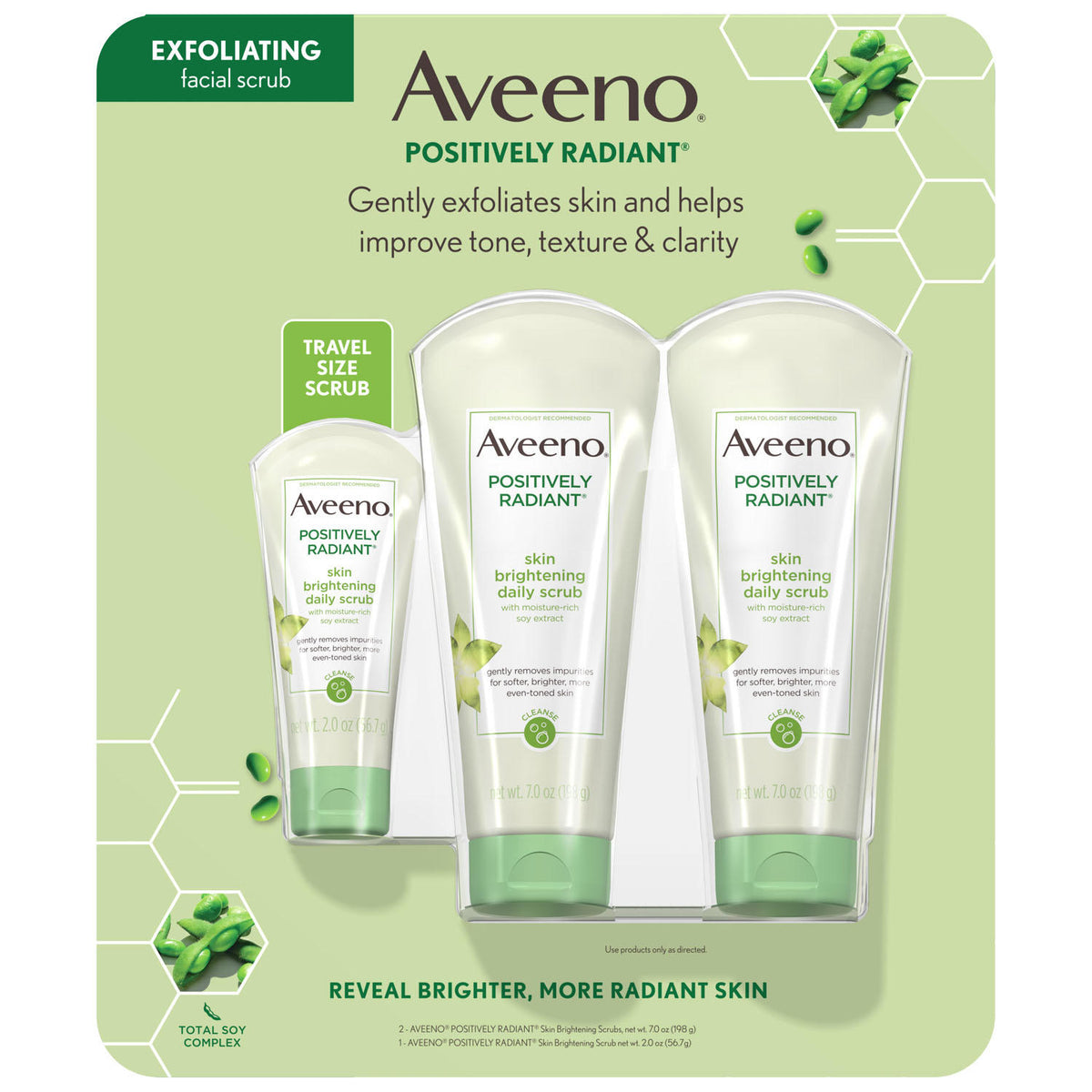 Aveeno Positively Radiant Face Scrub, 3 ea