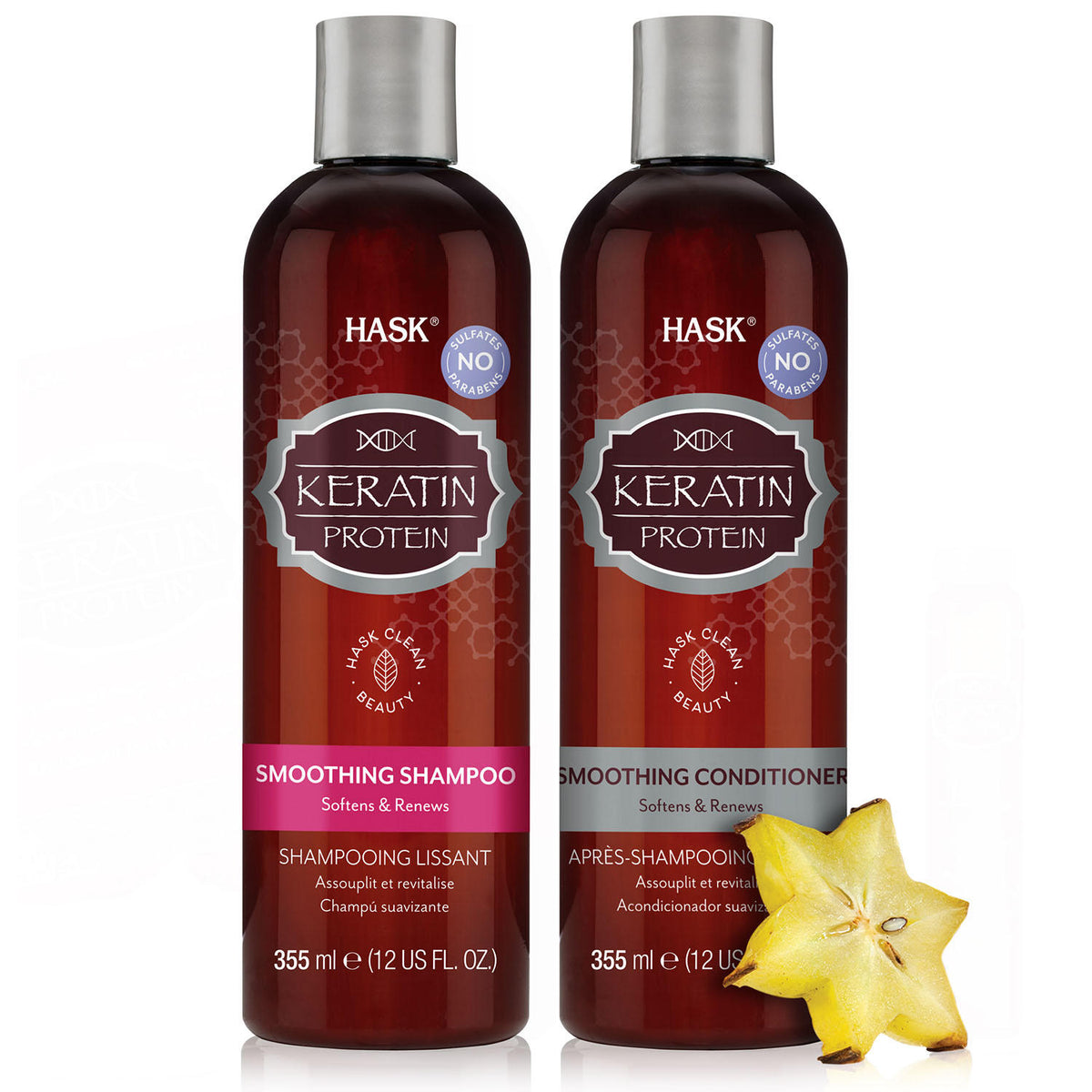 HASK Keratin Protein Smoothing Shampoo and Conditioner Pack, 2 ea