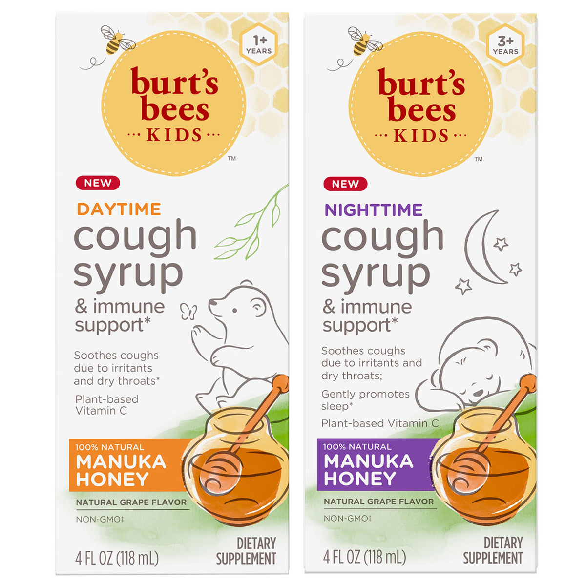 Burt's Bees Kids Nighttime Cough Syrup and Immune Support, 8 oz