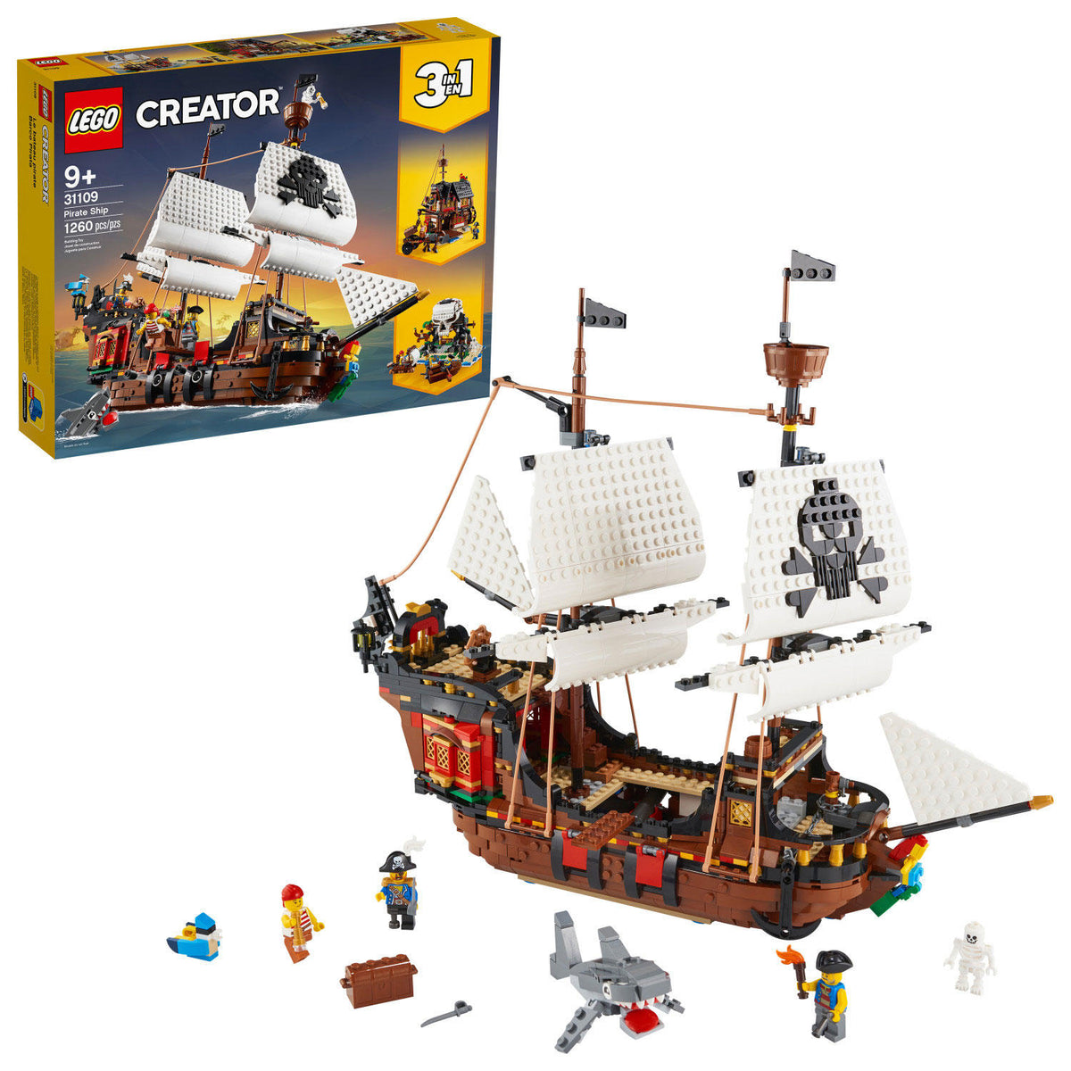 LEGO Creator 3 in 1 Pirate Ship Building Kit with 1260 Pieces, 1 ea