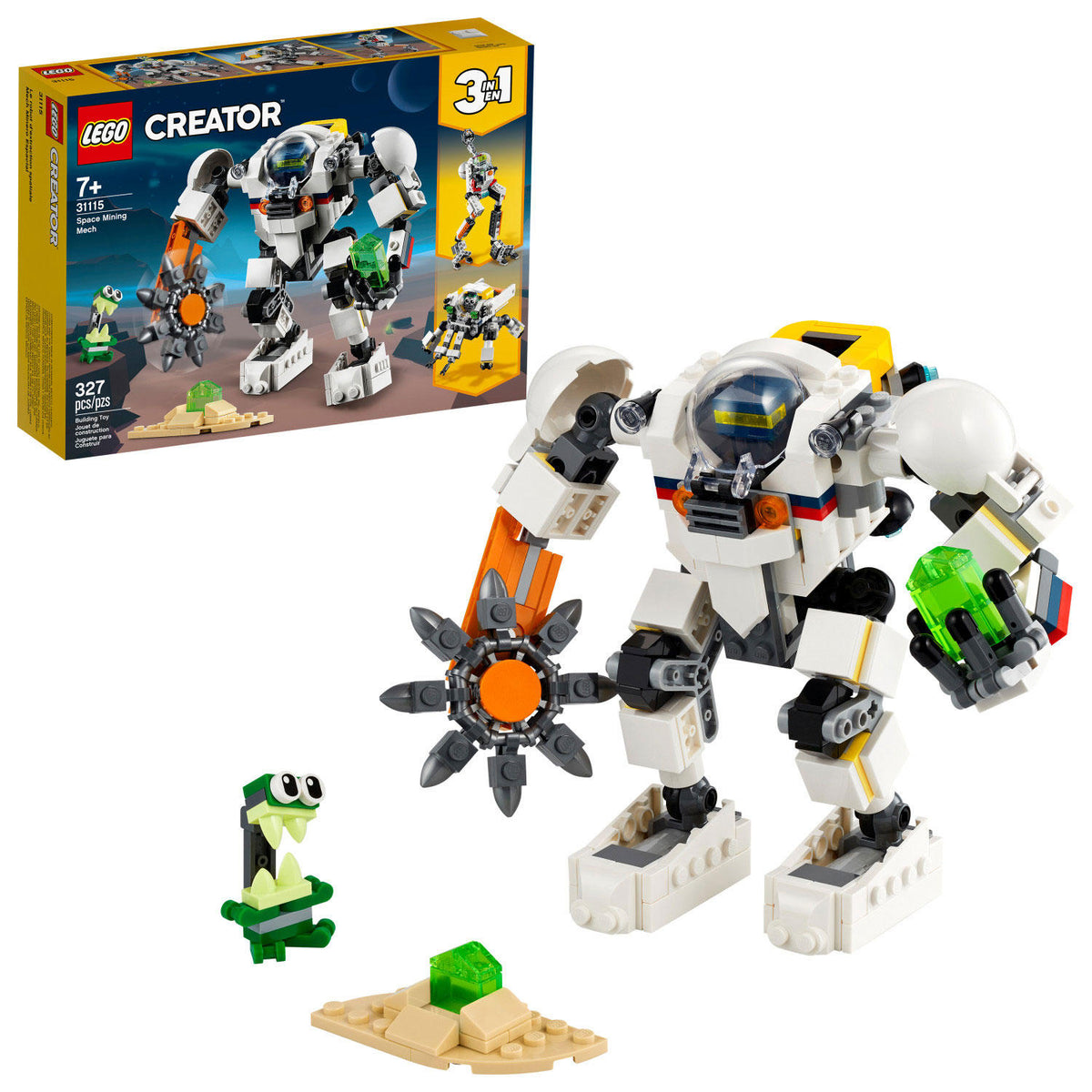 LEGO Creator 3 in 1 Space Mining Mech Building Kit with 327 Pieces, 1 ea