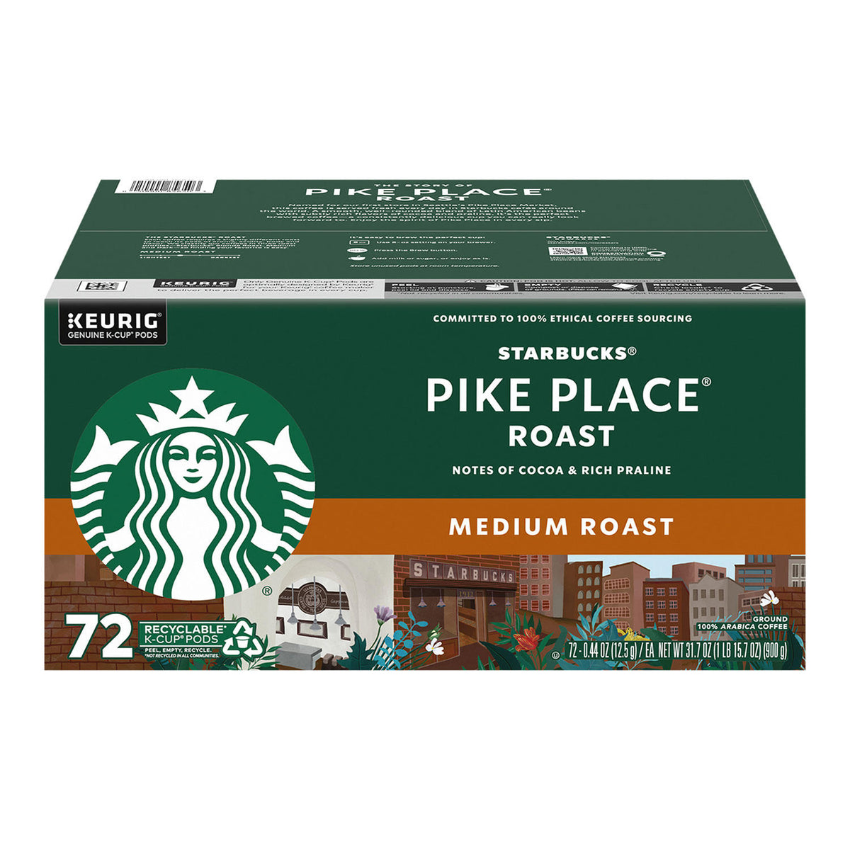 Starbucks Pike Place K-Cups, Medium Roast, 72 ea