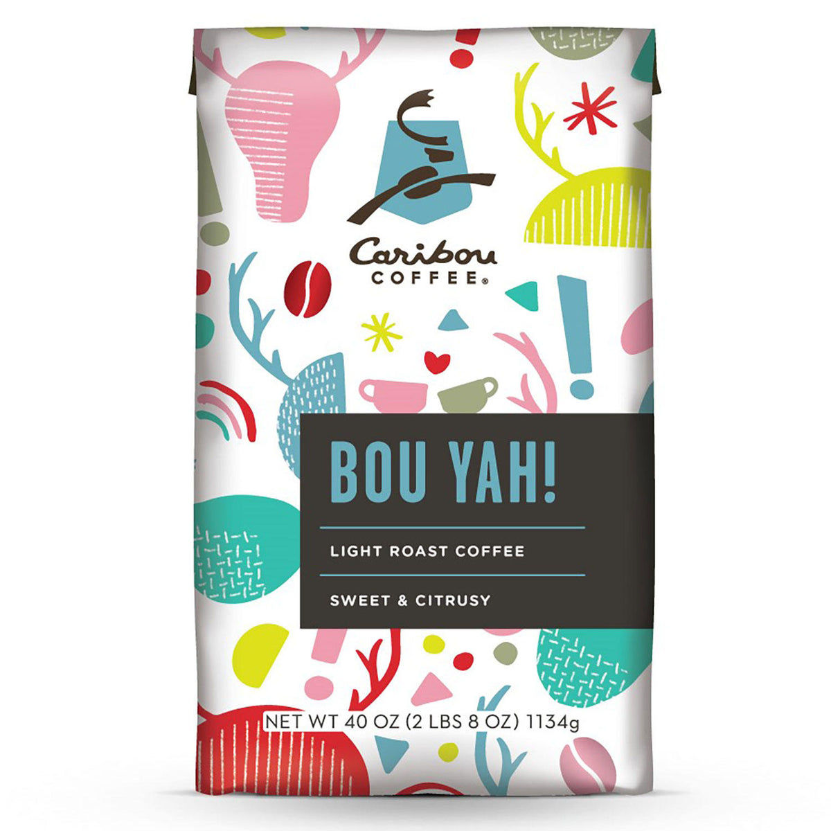 Caribou Coffee Ground Coffee Light Roast, Bou Yah, 40 oz