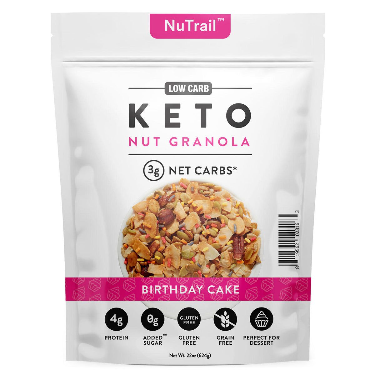 NuTrail Keto Nut Granola, Birthday Cake, 22 oz
