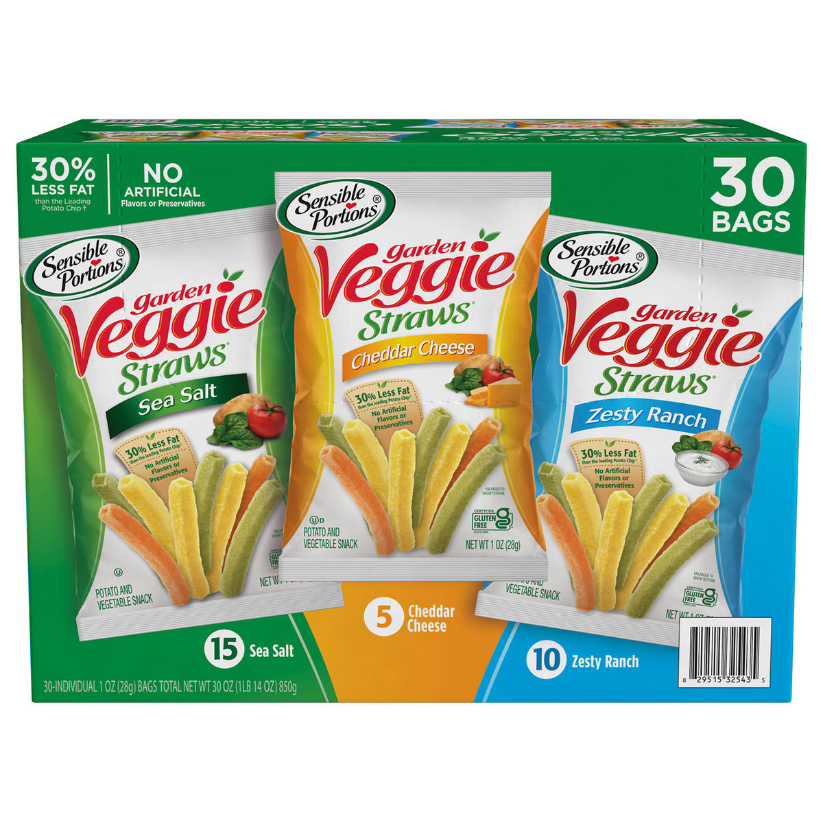 Sensible Portions Garden Veggie Straw Variety Pack, 30 ea
